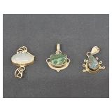 3)  925 Silver Crystal Pendants