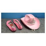 Sz 9 Faded Glory Ladies Shoes & Pink Cowgirl Hat