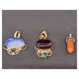 2) .925 Silver w/ Stones & Gems Pendants