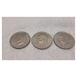3) Eisenhower Dollars 1971, 72 & 74