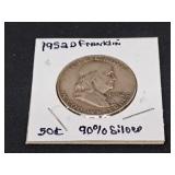 1952 D   Silver Franklin Half Dollar