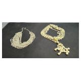 Vtg Style Faux Pearl  & Multi-Strand Silvertone