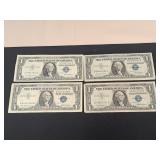 4) 1957 Silver Certificates Blue Seal