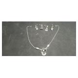 Vtg AmLee 925 Sterling Necklace & 2) Pair Earrings