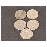 5) 1943 S Steel War Time Wheat Pennies