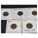 5) Indian Head Pennies Good Dates 1891,1900,04 -06