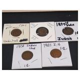 5) Indian Head Pennies Good Dates