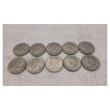 10) Kennedy Half Dollars 1989, 71, 72, 73 & 74
