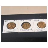 3) 2000 P Sacagawea Dollar Coins