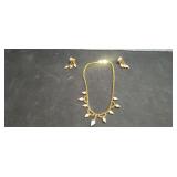 Vtg-Style Goldtone Necklace & Earring Set