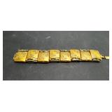Vtg Style Goldtone Chucky Panel Link Bracelet