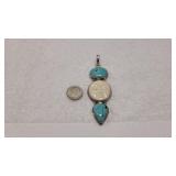 VINTAGE STERLING SILVER  Turquoise Silver Pendant