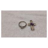 Ring Size 7.25 & Two SIded Cross