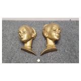 Gold Tone Regal Bust Heads art deco 1961 german