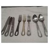 U.S MILITARY LOT KNIVES SPOONS AND FORKS WWII