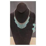 Southwest Turquoise Necklace & Clip Back Earrings