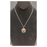 Vtg Agate Pendant and Chain