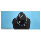 Vtg Small Rosary Bracelet and Crystal Necklace