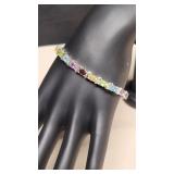 925 Multi-Color Gemstone Tennis Bracelet