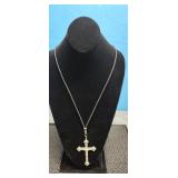 Pewter Cross on Cord Necklace