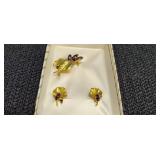 Vintage Brooch & Earring Set