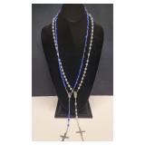 Vintage Rosaries - Blue Bead 19.5' Clear Bead 20'