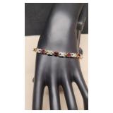 925 Tennis Bracelet w/ Rhinestones & Red Gemstones