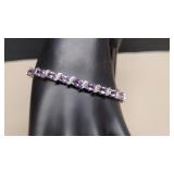 925 Silver & Amethyst Tennis Bracelet