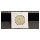 1945 S Silver Walking Liberty Half Dollar