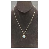 925 Silver Neklace & Blue Opal Pendant