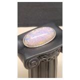Vtg Sterling Oval Iridescent Brooch