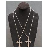 2) 925 Orthodox Cross Pendants