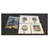 Wheat Pennies, 1962 UC Penny, 2014 D Half Dollars