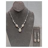 Black Onyx Beaded Necklace & Earrings