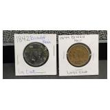 2) Braided Hair Large Cents  1842 & 1844