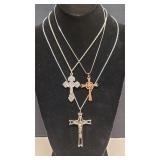 3) Necklaces w/ Cross Pendants