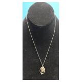 Sterling Silver Wheat Stalks Pendant Necklace