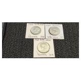 3) 40% Silver Kennedy Half Dollars 1966, 67, 68