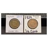 2) Braided Hair Large Cents 1849 & 1850