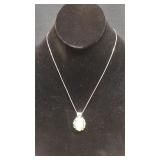925 Italy Necklace, 925  Green Iridesent Pendant