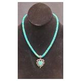 Great Turquoise Necklace w/ 925 Heart Pendant