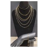 6) Great Chains & Bracelet w/ Small White Hearts