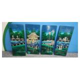 4 Panel Oriental Art 7 1/2'ï¿½19'