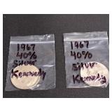 2)  1967 40% Silver Kennedy Half Dollars