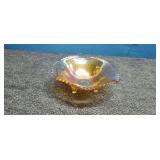 Vintage Amber Marigold Carnival Glass Footed
