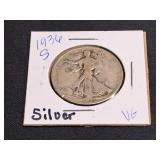 1936 S Silver Walking Liberty Half Dollar