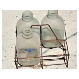 Antique Smoot Milk Bottles w/Carrier