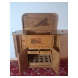 Chinese? Handcarved Fold Out Bar Cabinet