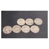 7) 90% Silver Quarters 53, 54, 62, 62, 64, 64, 64