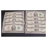 10)  Sequential $2.00 Bills